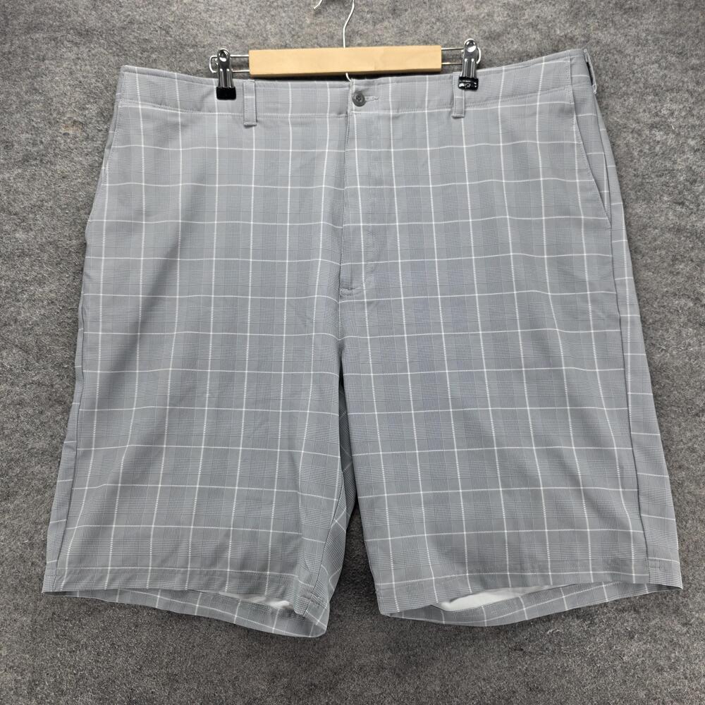 Ben Hogan Shorts Mens 44 Gray Chino Golf Microfiber Check Stretch 11 Inseam